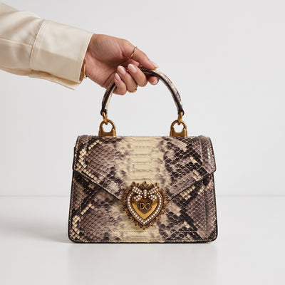 Dolce & Gabbana mini top-handle bag with python print and DG heart medallion