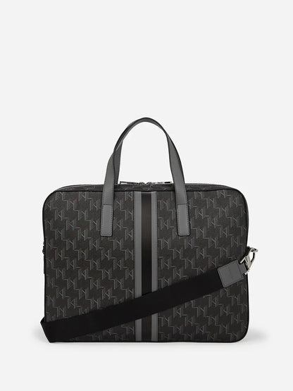 Karl Lagerfeld Monogram Laptop Bag – Black Stripe Briefcase 💻🖤