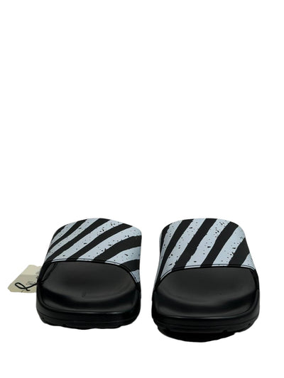 OFF-WHITE Industrial Stripe Slides – Black/White Edition ⚫⚪🔥