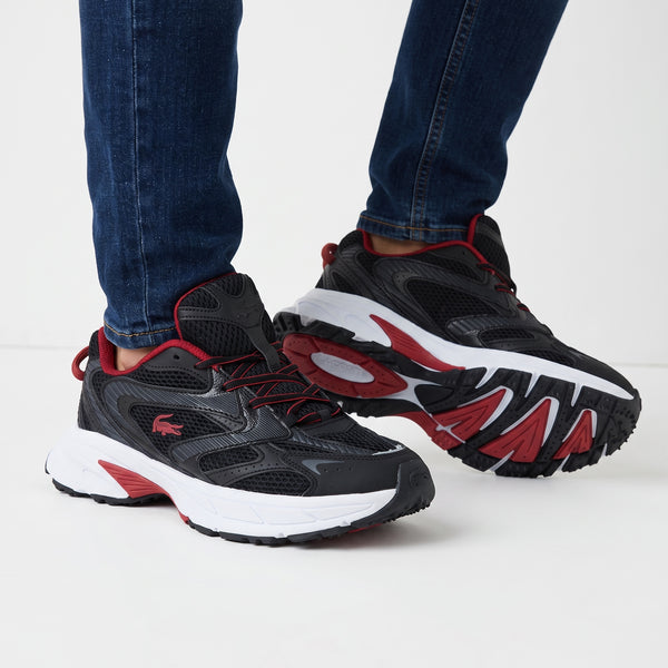 Lacoste Runner – Black/Red Chunky Trainer 🐊👟