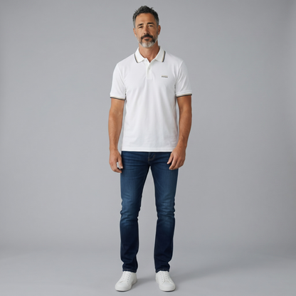 🤍✨ Hugo Boss White Luxury Polo Shirt – Premium Smart Casual Collection 👔🔥