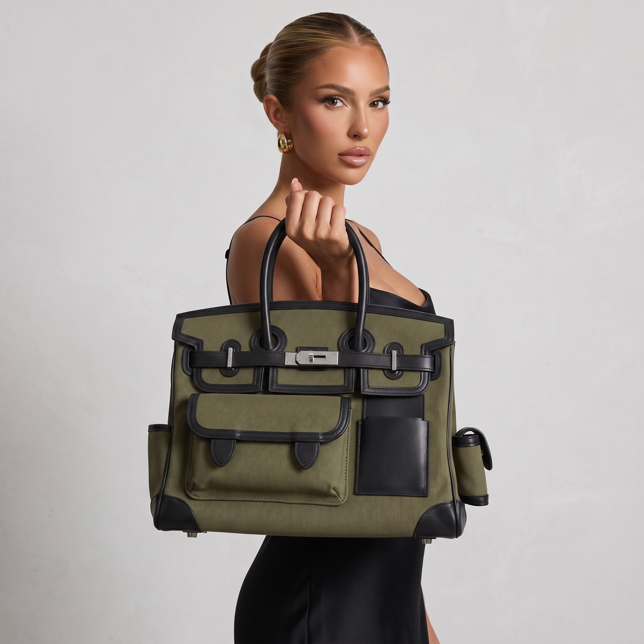🖤💚 Hermès Birkin Cargo Canvas Tote – Olive Green Edition