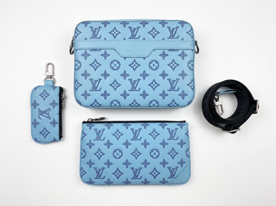 💙 Louis Vuitton Monogram Eclipse Messenger Bag Set – Sky Blue