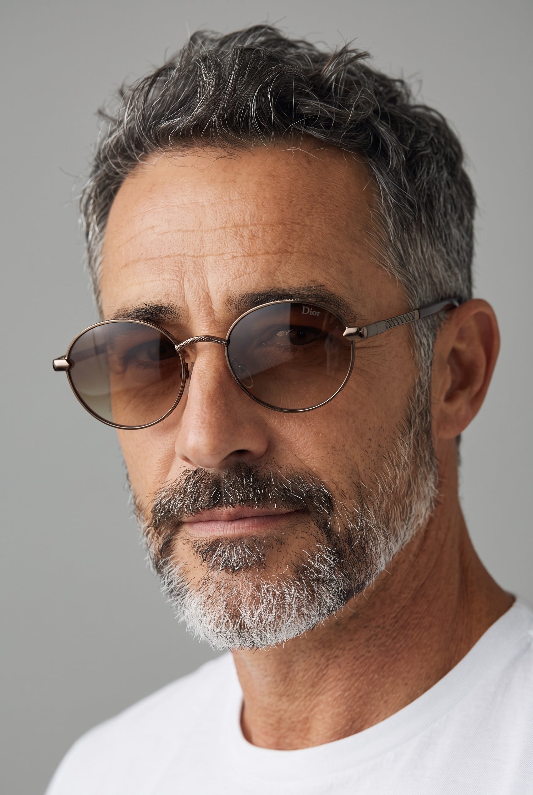 Dior round sunglasses with brown gradient lenses and metal temples