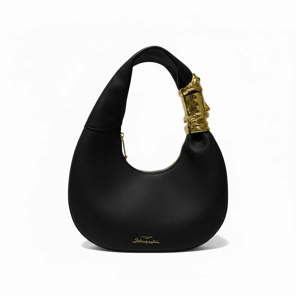 Schiaparelli Sculpted Gold Handle Hobo – Black & Gold ✨🖤