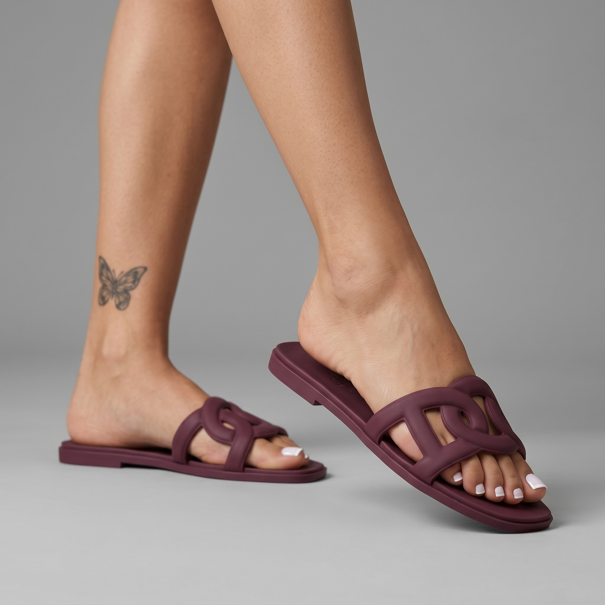Hermès Chypre Rubber Sandals – Burgundy Plum 🍷✨