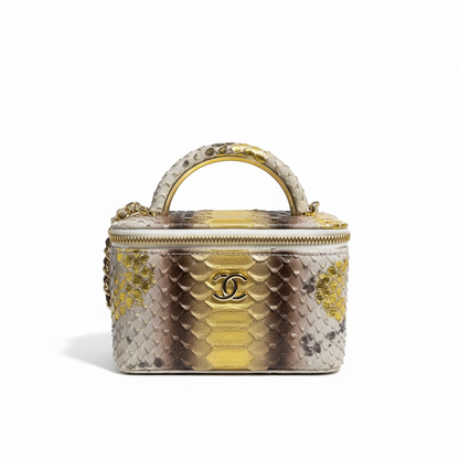 Chanel Multitone Exotic Python Vanity Case – Gold & Natural Scale ✨🐍