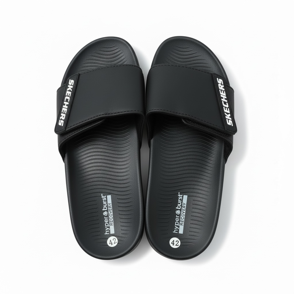 Skechers Hyper Burst Recovery Slides – Black Edition 🖤🔥
