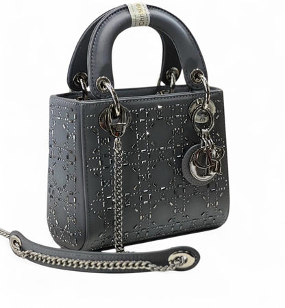 Dior Handbag with Silver Studded Design and Chain Strap