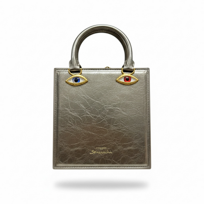 Schiaparelli Metallic Face Mini Tote – Champagne Gold Surreal Edition 👁✨
