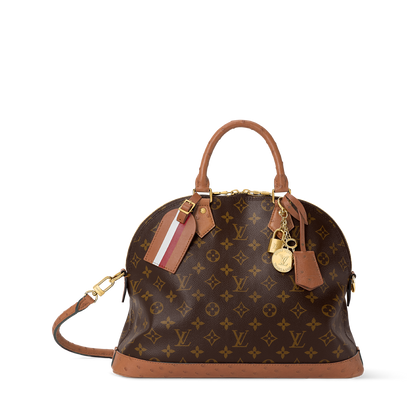 Louis Vuitton Alma Monogram Handbag – Classic Elegance with Ostrich Leather Accents
