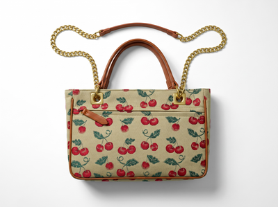 🍒 Valentino Cherry Canvas VLogo Tote Bag