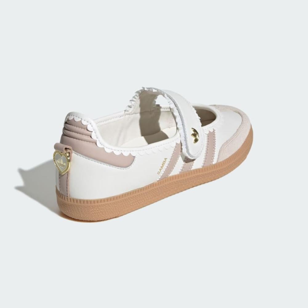 adidas Samba Mary Jane white pink with gum sole and heart charm