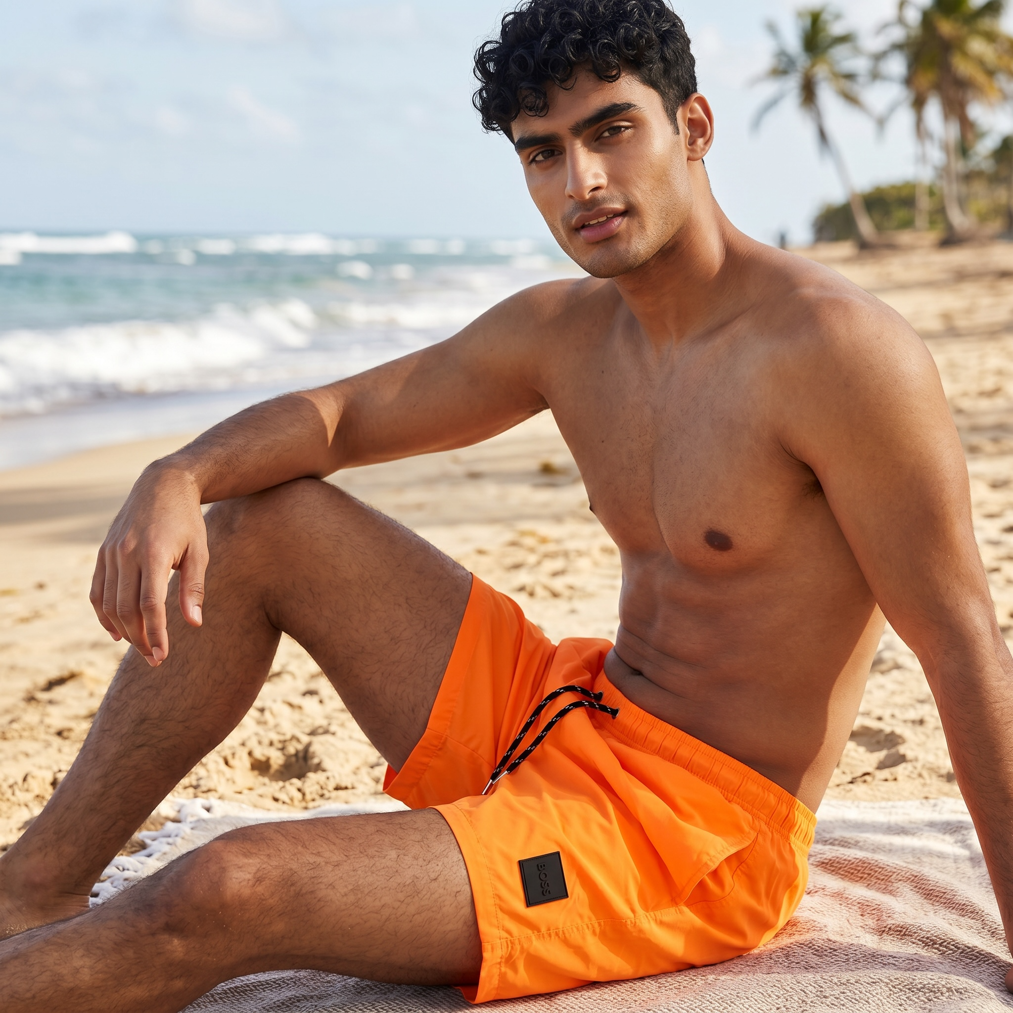 🧡🌅 Hugo Boss Neon Orange Swim Shorts – Luxury Summer Beachwear 🌊☀️