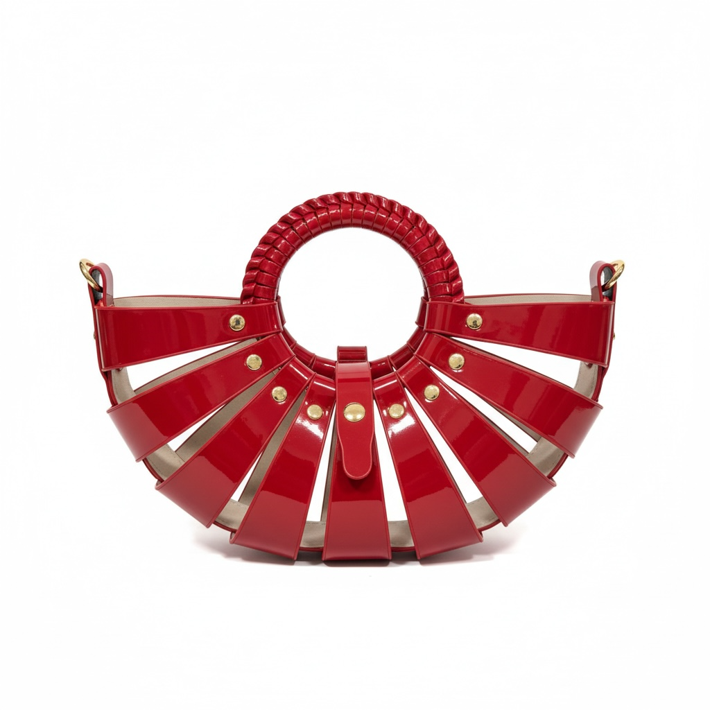 ❤️ Bottega Veneta Red Shell Top Handle Bag – Statement Designer Handbag ✨