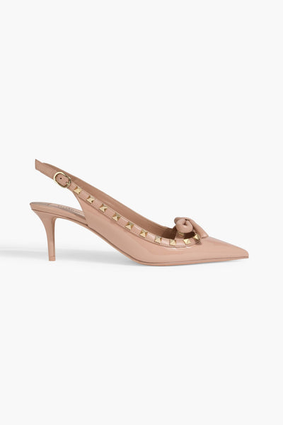 👠 Valentino Rockstud Bow Slingback Pumps – Nude