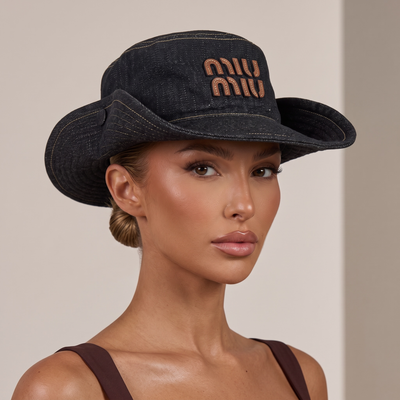👒 Miu Miu Black Denim Hat – High-Fashion Meets Street Edge 🖤👠