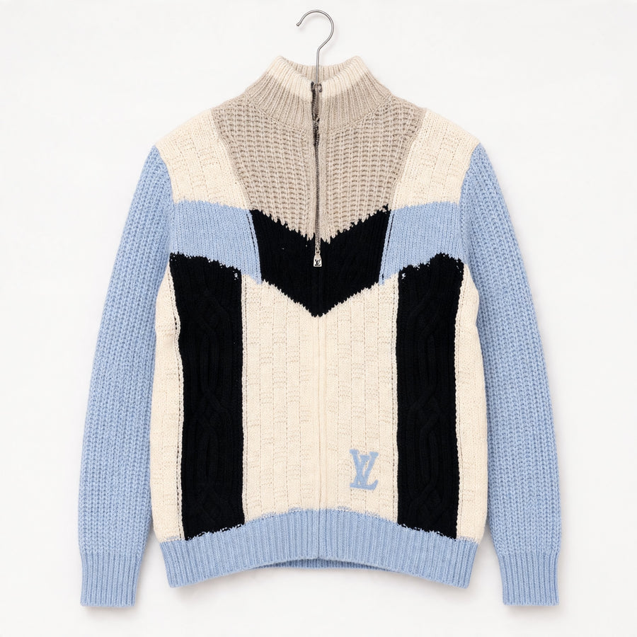 Louis Vuitton Cable-Knit Zip Sweater – Blue Cream