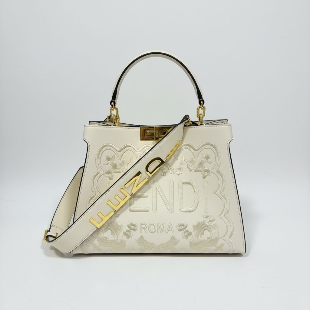 Fendi Roma Embossed Luxury Handbag 🤍✨