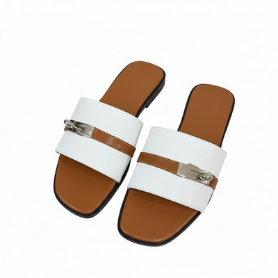 HERMÈS Inspired Oran Lock Sandals 🤍🤎 | Classic Contrast Edition