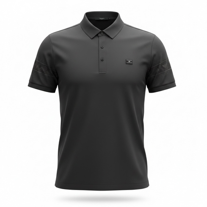 Emporio Armani Black Polo Shirt 🖤✨ Premium Logo Sleeve Edition