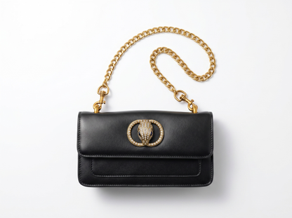 🖤 Kurt Geiger Kensington Leather Crossbody Bag – Black & Gold Luxe Edition ✨