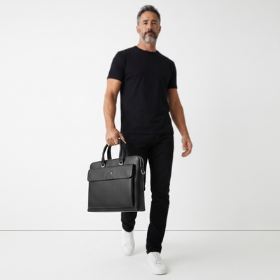 🖤 Montblanc Textured Leather Business Bag – Black | Modern Executive Style ✨