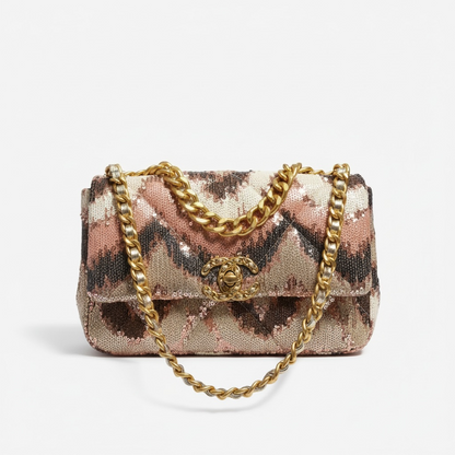 👜✨ Chanel Sequin Chevron Flap Bag – Multicolor Elegance 💎🤍
