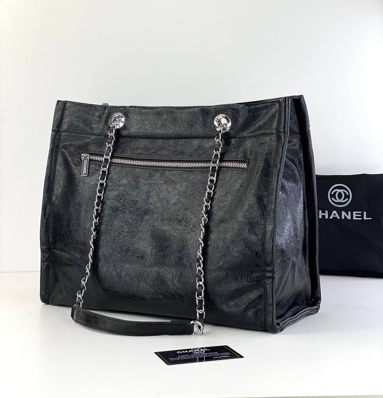 Chanel Black Calfskin Leather Tote Bag