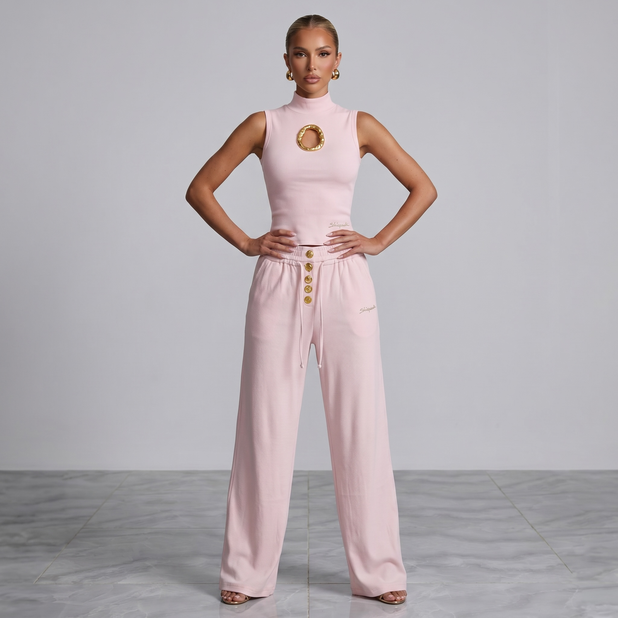 : Schiaparelli Blush Pink Gold Ring Lounge Set 🩷✨💛🔥
