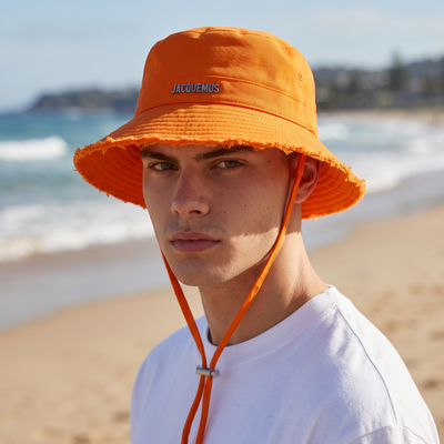 🔥 Jacquemus Burnt Orange Quilted Bucket Hat – Bold French Flair 🧡🇫🇷