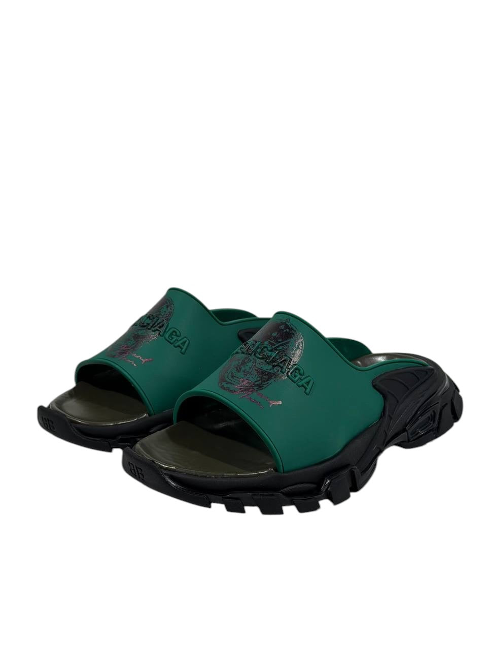 Balenciaga Graphic Slide Sandals – Green & Black Edition 💚🔥