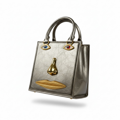 Schiaparelli Metallic Face Mini Tote – Champagne Gold Surreal Edition 👁✨