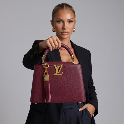 ✨ Louis Vuitton Capucines MM – Burgundy Leather Statement Handbag ❤️👜