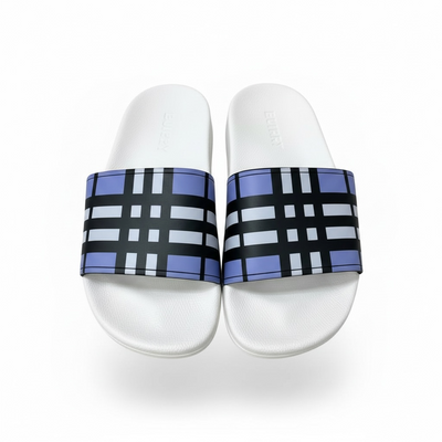 Burberry Check Slides – White & Lavender Edition 🤍💜