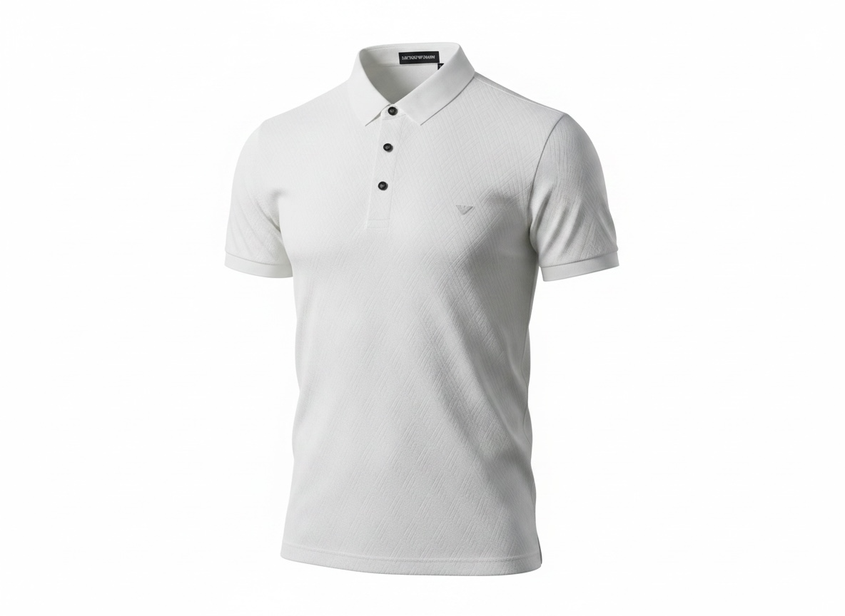 Emporio Armani White Textured Polo Shirt 🤍✨ Premium Signature Fit