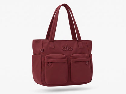 ❤️ Alo Yoga Everyday Utility Tote Bag – Burgundy Red
