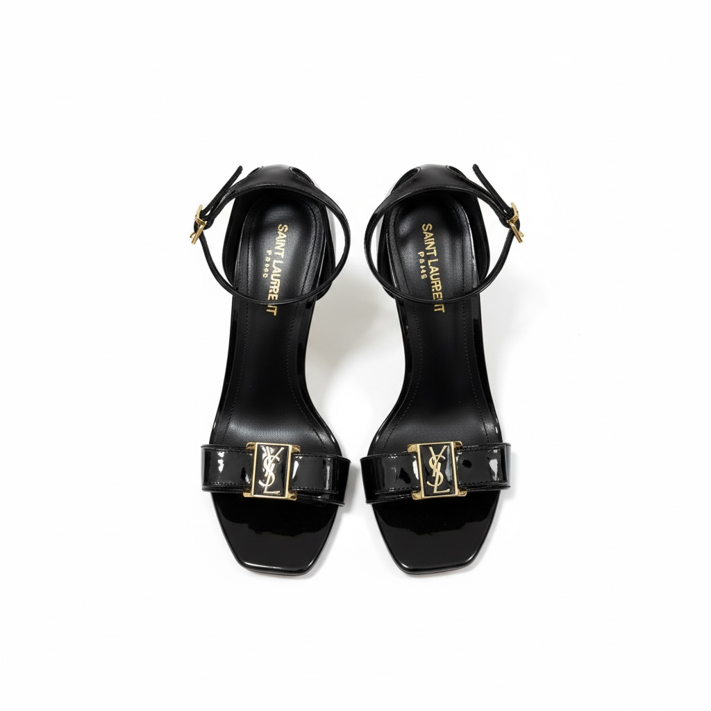 Saint Laurent Opyum Patent Leather Heels with Gold YSL Heel 🖤✨
