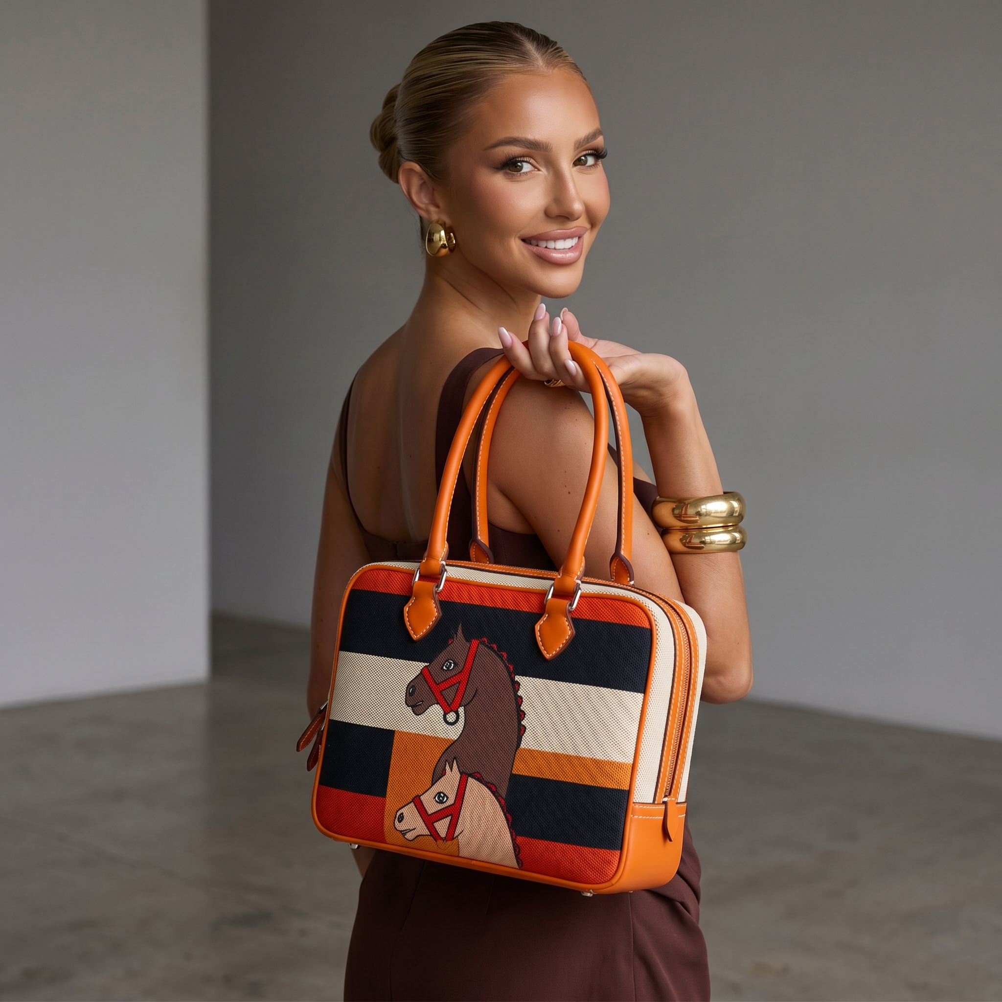 🐎 Hermès-Inspired Equestrian Heritage Top Handle Bag ✨
