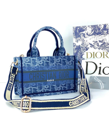 Dior Book Tote Bag in Blue Oblique Canvas