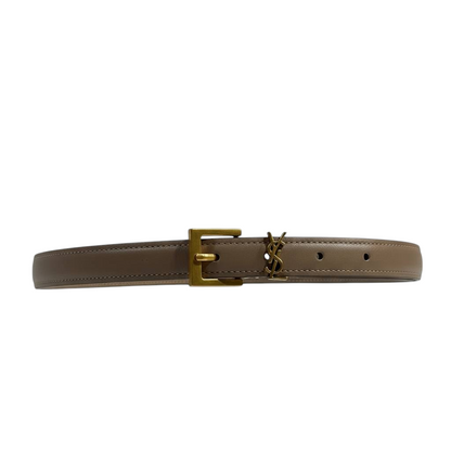 Saint Laurent Beige Leather Belt with Box 🤎📦✨ | YSL Gold Buckle Luxury Accessory