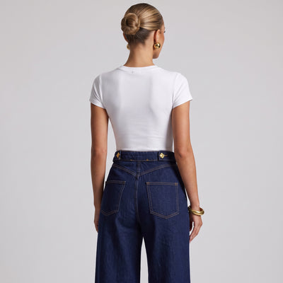Women's white slim crew neck t‑shirt