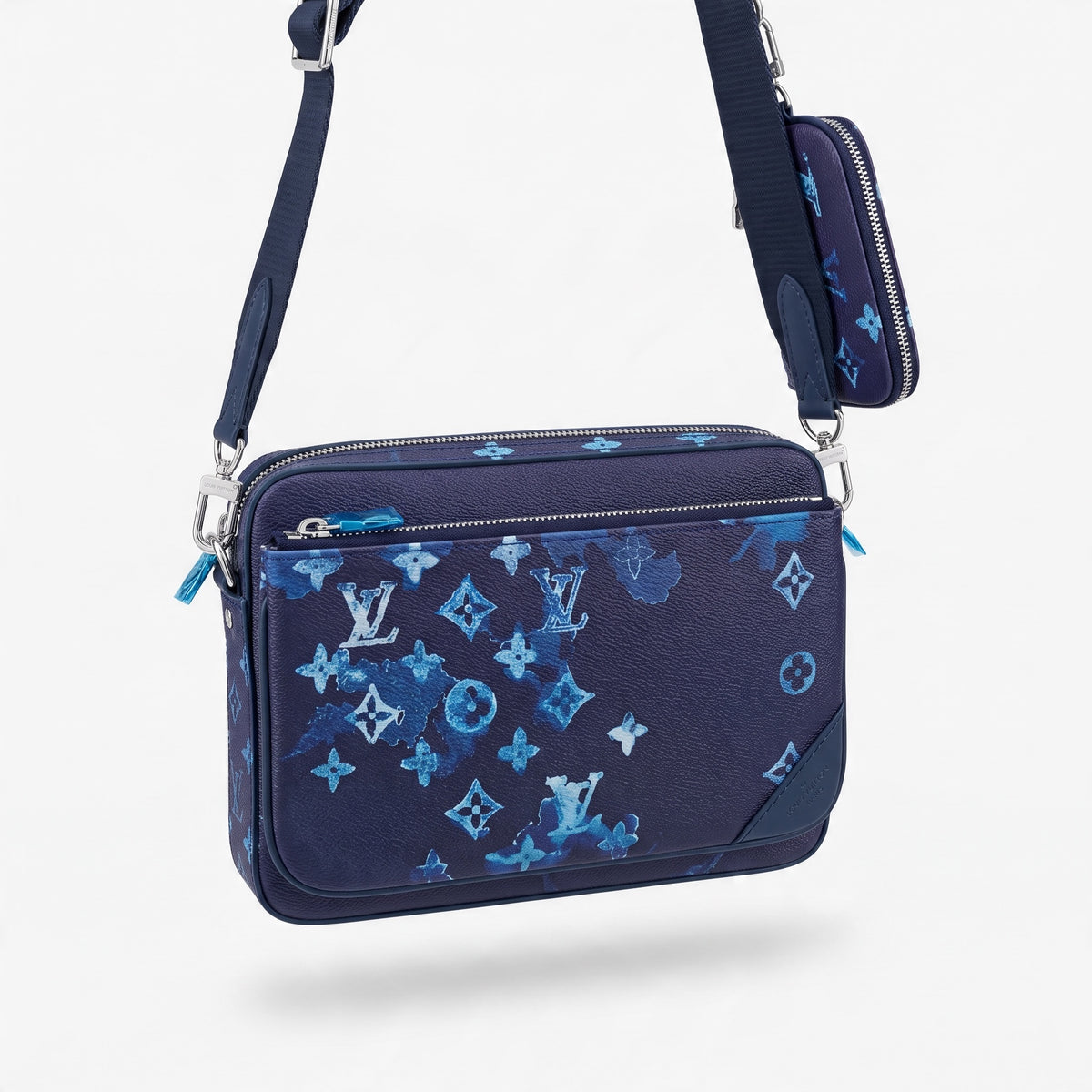 Louis Vuitton navy blue monogram crossbody bag with adjustable shoulder strap