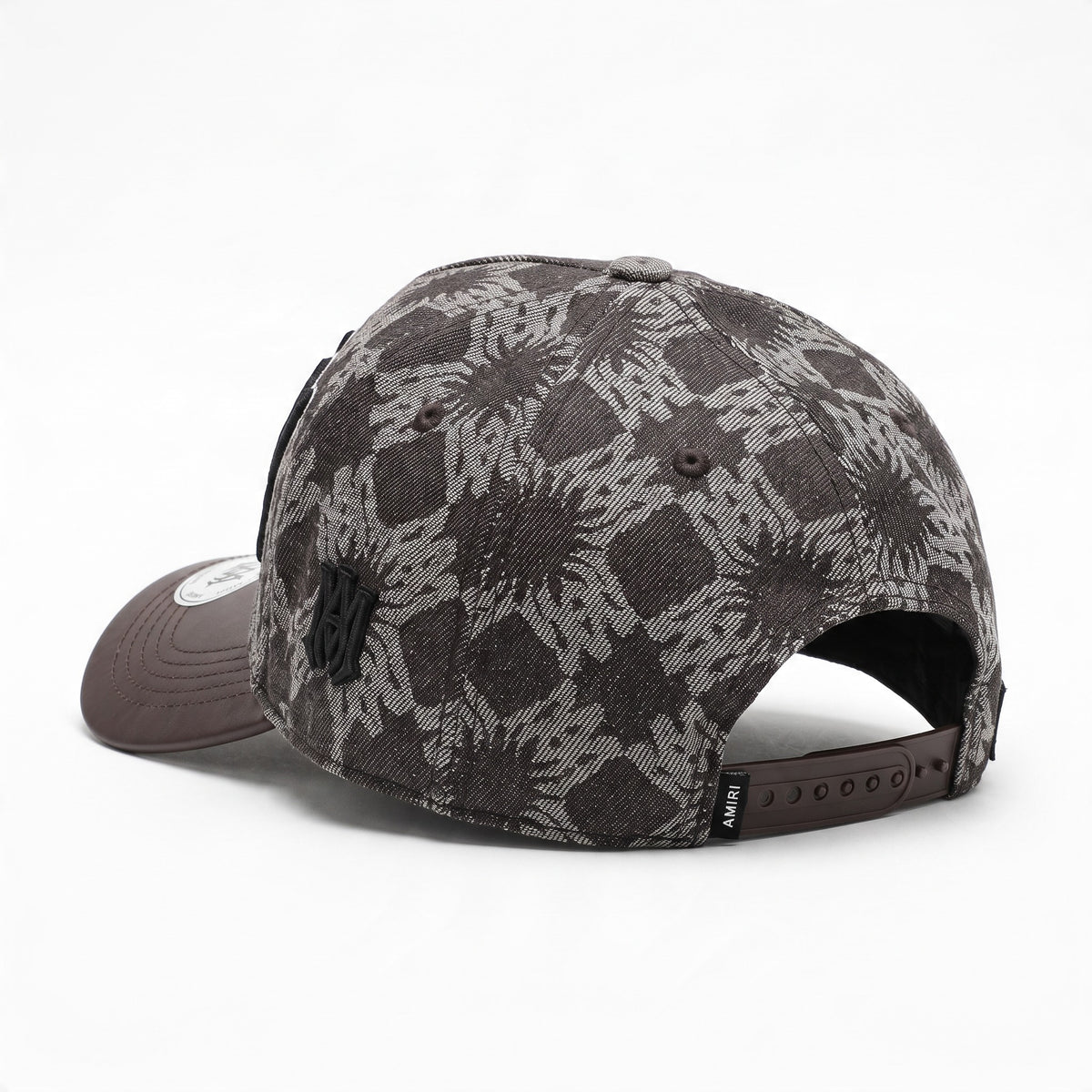Amiri brown palm-pattern baseball cap with embroidered logo and brown brim
