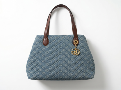 Gucci Light Blue Denim Quilted Tote Bag 💙✨