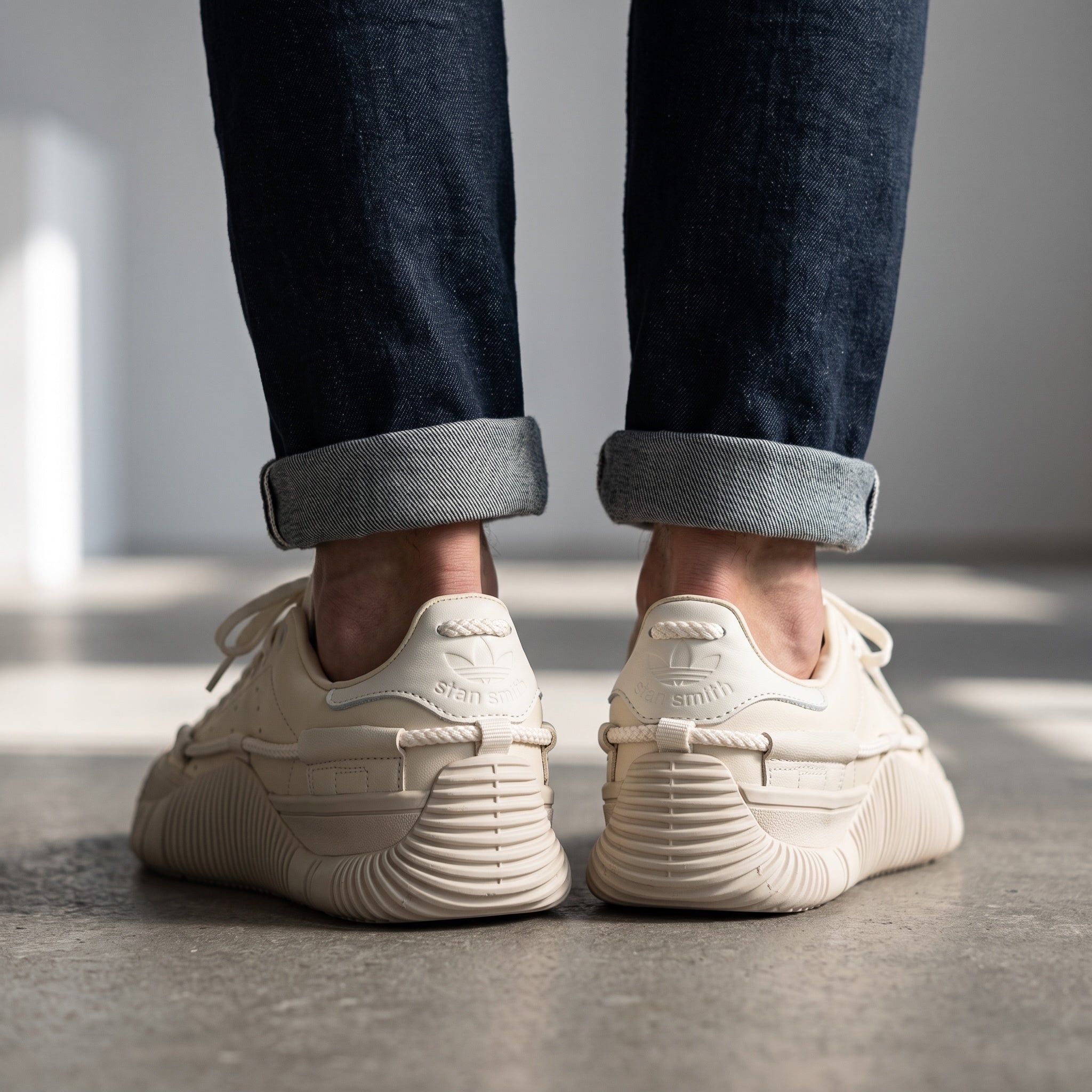 Adidas Stan Smith platform sneaker in cream with chunky ribbed sole