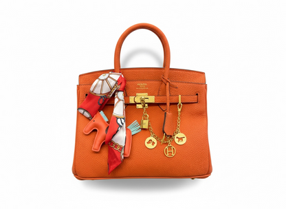 Hermès Birkin Orange Bag with Charms 🧡✨ | Iconic Playful Luxury