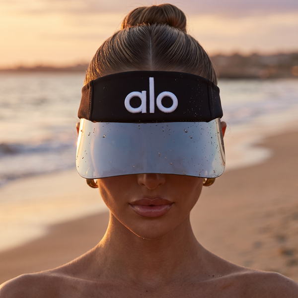 Alo Yoga Black Cap with Metallic Visor 🧢✨ | Futuristic Unisex Fashion Hat
