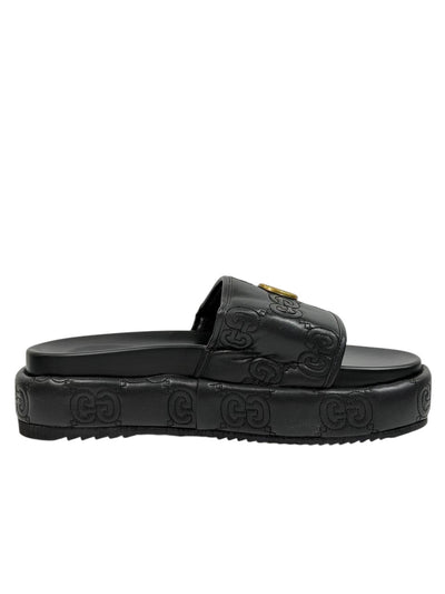 GUCCI GG Embossed Slide Sandals – Black Edition 🖤✨