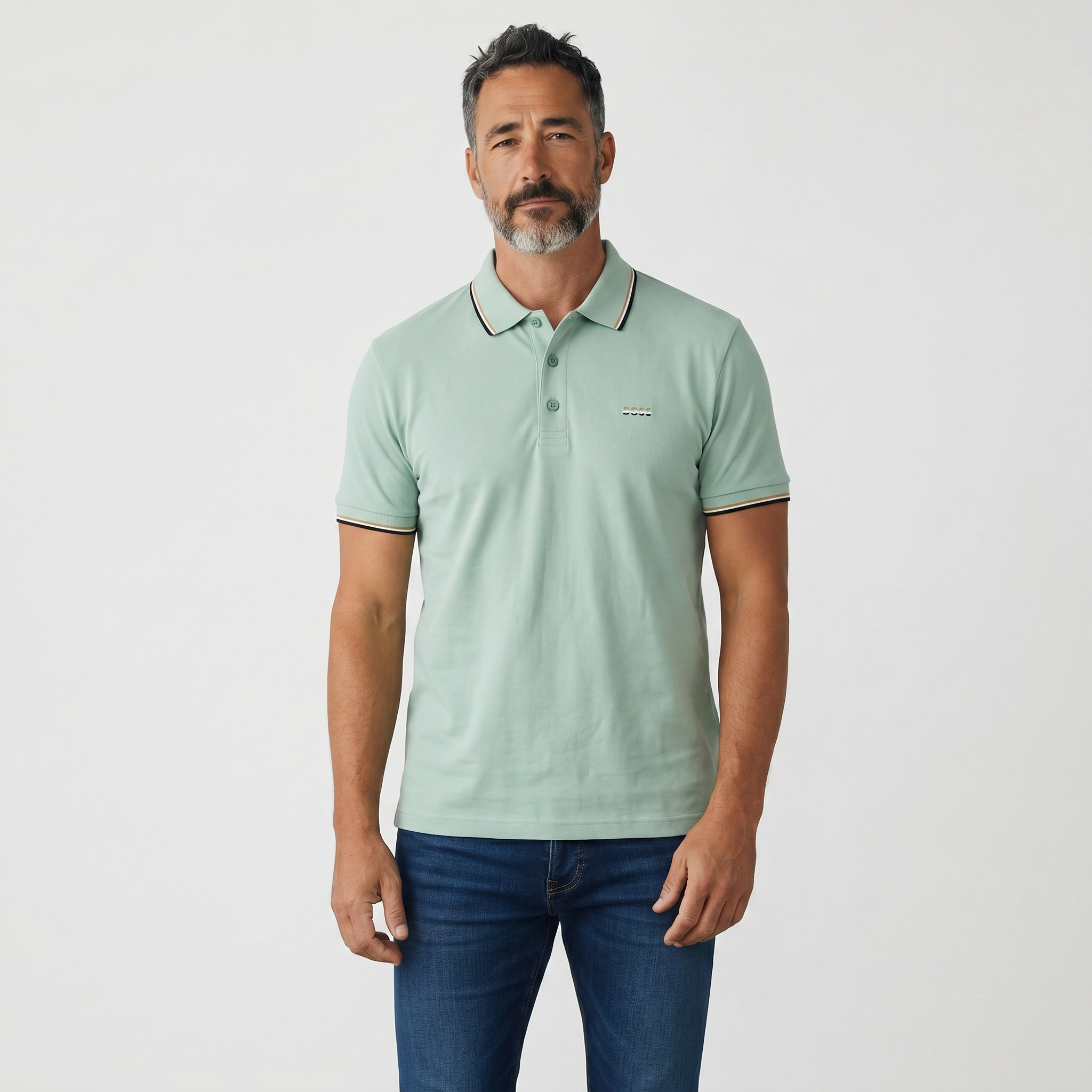 🤍✨ Hugo Boss Beige Luxury Polo Shirt – Timeless Smart Casual Essential 👔🔥